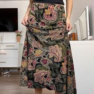Vintage Mirasol Floral Paisley Knit Midi Skirt – Size Medium